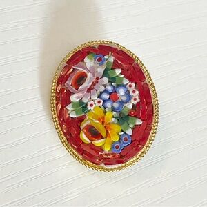 Mosaic Hand Made Brooch Pin Made In Italy
